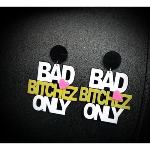 Fashion Female Hiphop Acrylic Letter Earrings Jewelry Super Big long Drop Earrings Eardrop For women Party Nightclub Bar E18022