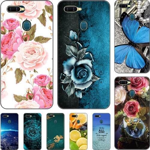 Fashion Flower Case For OPPO AX7 A7 2018 A5S AX5s OPPO A12 CPH1909 6.2" Cover Soft Silicone Cat Printing Capa Back Coque