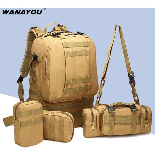 Men 50L Military Tactical Backpack,Waterproof 4 In1 Molle Sport Tactical Bag,Outdoor Hiking Climbing Army Backpack,Trekking Bag