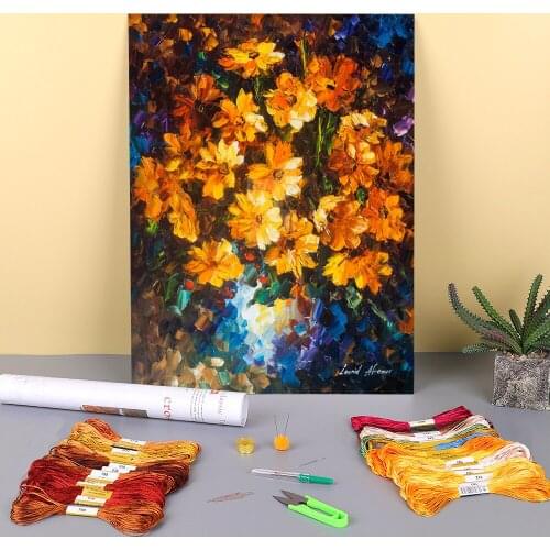 Nice Bouquet Printed Fabric 11CT Cross-Stitch DIY Embroidery Full Kit DMC Threads Painting Hobby Needlework Sewing Magic