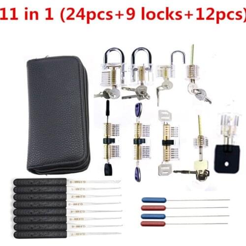 GOSO 24PCS Transparent Practice Locks pick Set Locksmith Tools