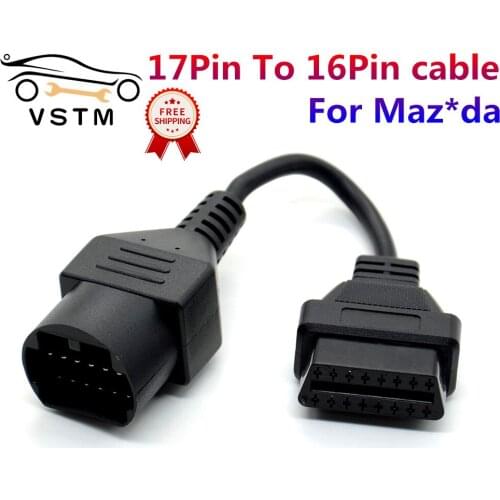 Newly For Maz*da 17Pin to 16Pin OBDII Scanner Code Connectors OBD OBD2 Cable Diagnostic Adapter Connector Free Shipping