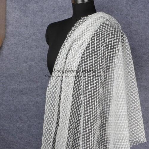 New fashion style off white Square net yarn embroidery lace fabric party dress/stage dress lace fabric by yard 120cm