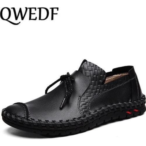 Genuine Leather Shoes Men Brand Footwear Non-slip Thick Sole Fashion Mens Casual Shoes Male High Quality Cowhide Loafers X1-42