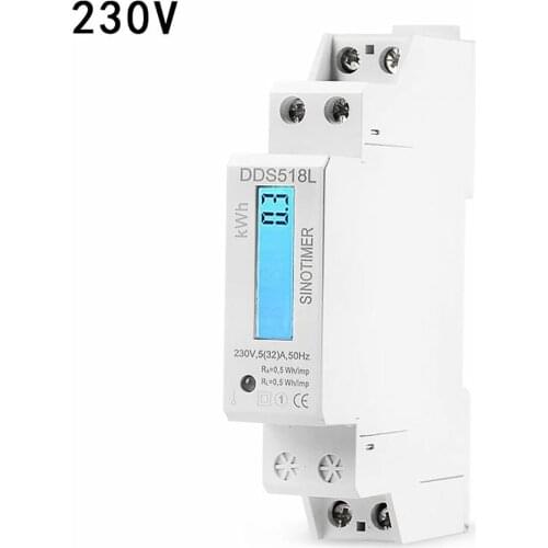 Single Phase LCD Backlit Wattmeter Power Consumption Watt Energy Meter kWh AC 5-32A 230V 50Hz 110V 60Hz Electric Din Rail Mount