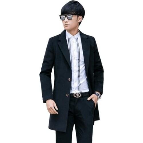 Black casual woolen coat men trench coats 7XL 8XL 9XL long sleeves overcoat mens cashmere coat casaco masculino inverno england