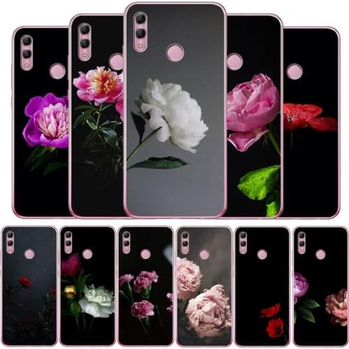 Peonies beautiful flower Black For Huawei Mate 9 10 20 30 Pro lite Phone for honor 9 V9 10 20 30 Lite Pro V10 soft Back Cover