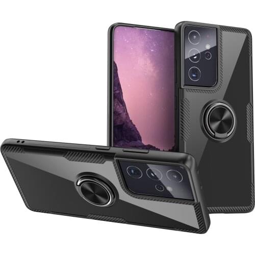 Transparent Car Holder Magnetic Ring Phone Case Silicone Cover On For Samsung Galaxy S21 Plus Ultra 5G S 21 S21Ultra 128/256 GB