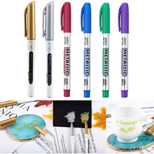 1/2/3/6Pcs Multicolor Epoxy Resin Drawing Pen Gold Leafing Point Pen Marker Acrylic Paint Highlights Metallic Permanent Marker