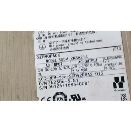 SGDV-2R8A21A SERVO DRIVER, used in good condition . 80% appearance new , good working , free shipping