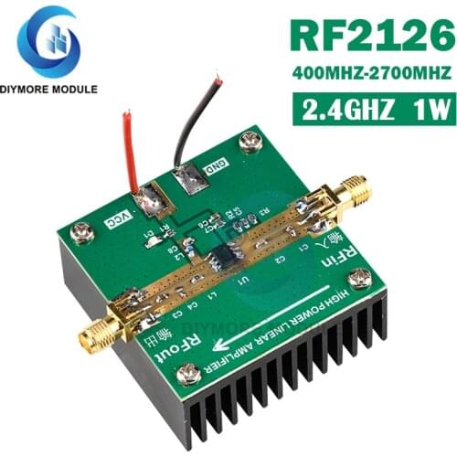 RF2126 400MHZ-2700MHZ broadband RF Power Amplifier 2.4GHZ 1W For Bluetooth Ham Radio Amplifier with heat sink New