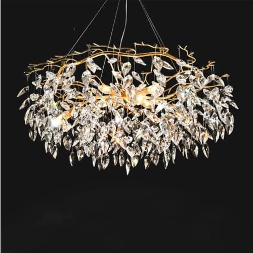 Modern Crystal Chandelier Loft Gold Luster Chandelier for Living Room Bedroom Indoor Deco Restaurant Art Hanging Lamp Lighting