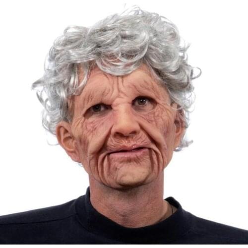 Old Man/Woman Scary Headgear Cosplay Scary Full Head Latex Headgear Halloween Horror Fun XIN-Shipping