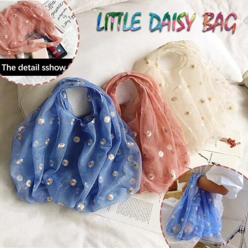 Bags For Women 2021 New Luxury Tote Mesh Applique Little Daisy Bags Shopping Top-handle Bags Travel Tote Bag Clutch Bag#P30