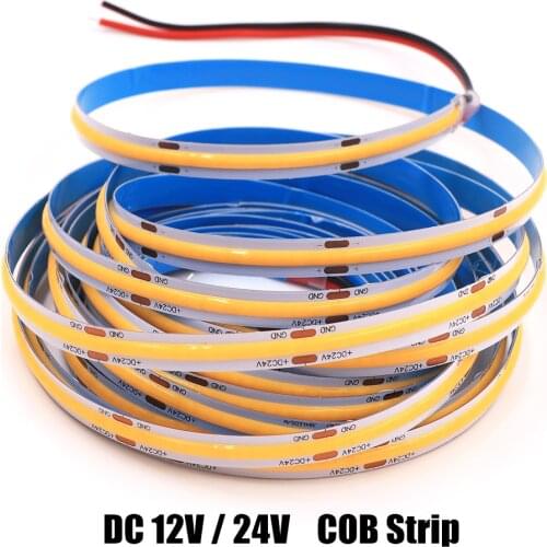 COB LED Strip Light DC12V DC 24V Dimmable 384 528 LEDs/m Warm white /Nature White/Cool White Flexible COB Led Lights 0.5m-5m