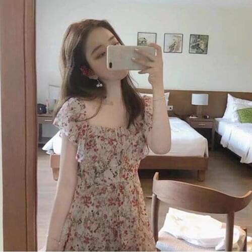 First Love Street Dress For 14 16 18 Years Girl Teens Ladies Chiffon Dresses Printing Flower Beach Teenager Clothes
