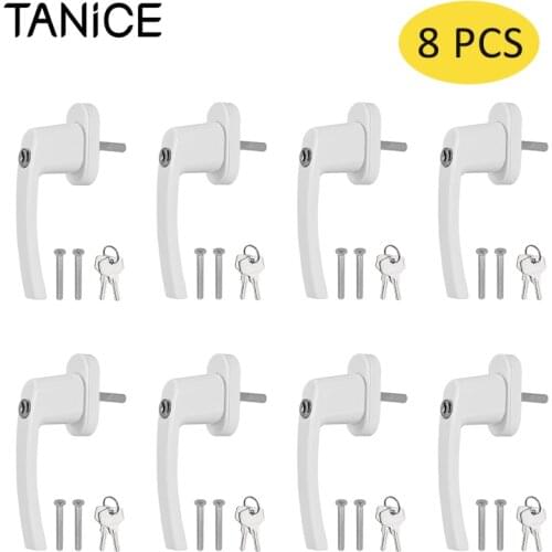 TANiCE 8Pcs 35mm Lockable Window Handle Aluminum Alloy Window Handles Safe Locks With Keys & Screws For Windows Balcony Doors