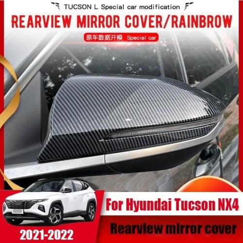 Rearview mirror protection cover for Hyundai Tucson NX4/Rainbrow silver-plated carbon fiber decorative horn cover External ABS