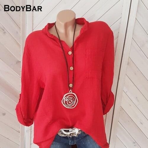 2021 Ladies T-shirt Summer Half Sleeve Solid Color Button Top Casual Plus Size Tops Cotton Linen Oversize T Shirt Office Clothes