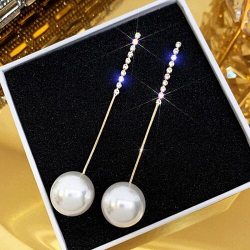 Long Tassel Simulated Pearl Drop Earrings For Women Gift Bijoux Korean Jewelry OL Gold Color Pendientes Boucle D'oreille