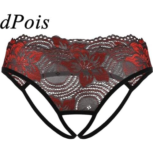 Womens See Through Sheer Floral Lace Lingerie Low Rise Crotchless Thong G-string Briefs Underwear Female Panties