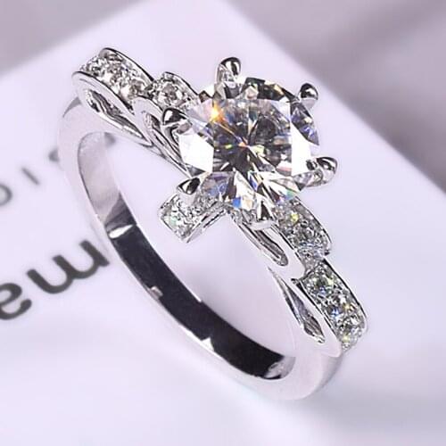 Bowknot Women Rings 925 Sterling Silver Big Diamond Jewelry Adjustable Luxury Engagement Wedding Exquisite Gift Elegant Fine