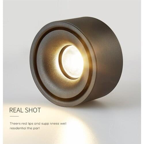 1Pcs Round Led Dimmable Surface Mounted Spotlight COB Non Aperture Ceiling Spotlight 7W / 12W Room Surface Mounted Recessed Ligh