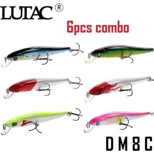 6pcs combo LUTAC Fishing lure Plastic Hard Bait Pesca Floating 3D fish eyes Swim fish Lifelike Crankbait Mini Fishing tackle