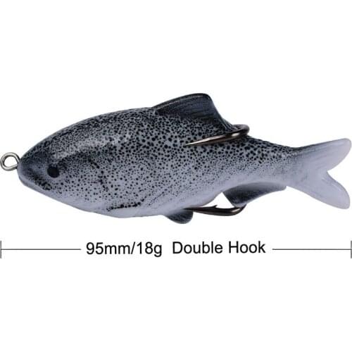 95mm/18g Artificial Floating Wobbler High Quality Fishing Lure Soft Lure Double Hook Freshwater Bionic Silicone Fishing Bait