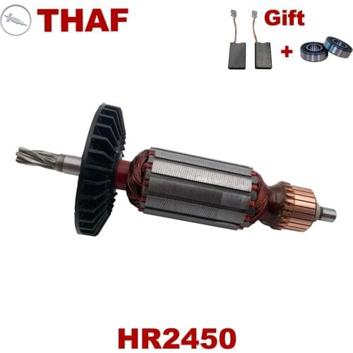 Free Bearing & Carbon Brush！AC220V-240V Armature Rotor Anchor Stator replacement for MAKITA Rotary Hammer HR2450 2450
