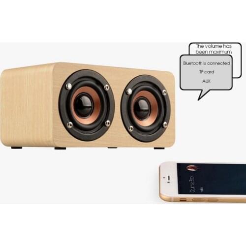 W5 Wooden V4.0 Bluetooth Speaker Wireless Dual Bass Stereo Speaker USB Charging HiFi Wood Sound Box TF AUX USB