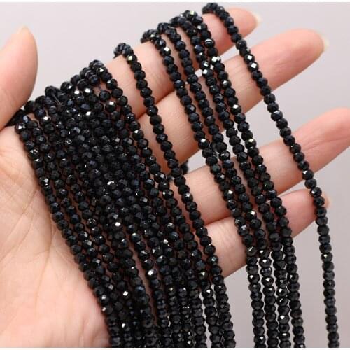Natural Black Spinels Beads Section Abacus Shape Small Loose Beads for Making Jewerly Necklace Bracelet Accessories 3x4mm