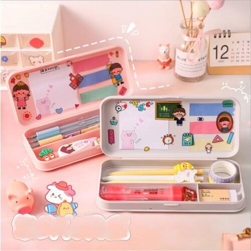 Pencil Case Plastic Stationery Box School Pencil Cases For Girls Pen Case Student Pencil Box Cute Pen Bag Gifts