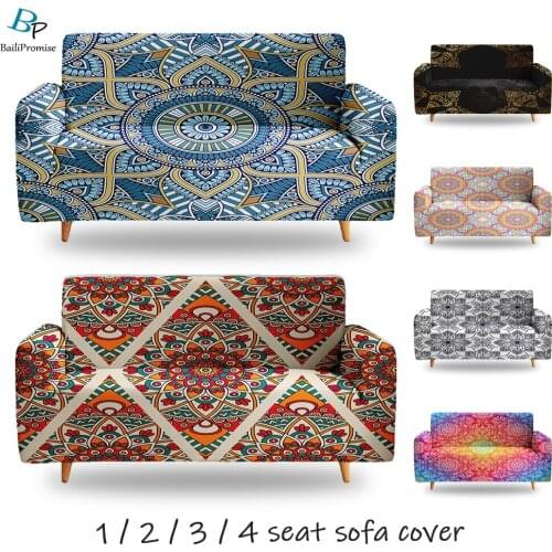3D Print Custom Slipcover Magic Mandala Boho Elastic Slipcover Bohemia Cover Sofa For Living Room Bedroom Decor 1/2/3/4-seater
