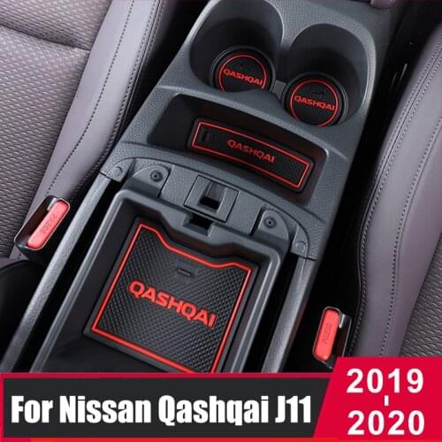 For Nissan Qashqai J11 2019 2020 Silica Gate Slot Pad Non-slip Door Pad/Cup Anti Slip Door Groove Mat Trim Interior Accessories