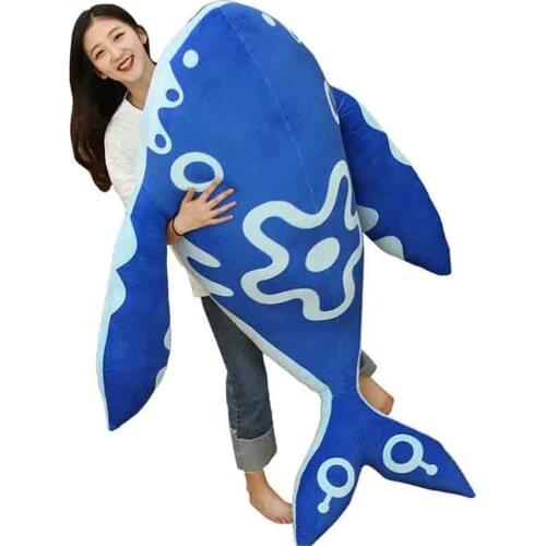 Fancytrader 63'' Jumbo Giant Stuffed ROC Animal Blue Fish Plush Toy Huge Stuffed Cartoon Sea Animal Pillow Doll 160cm 5 Models