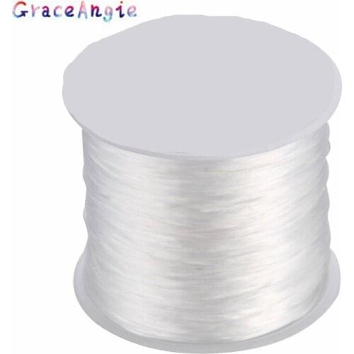 GraceAngie 0.5mm 50m/bag Fashion Elastic Rope White Transparent For DIY Jewelry Making Necklace Bracelet Material Supply
