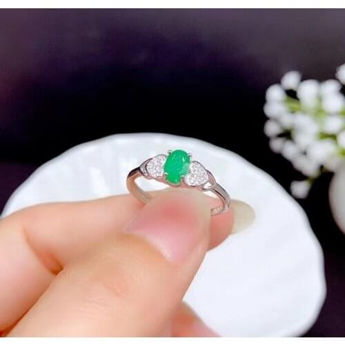 CoLife Jewelry Fashion Emerald Ring for Daily Wear 4mm*6mm Natural Emerald Silver Ring 925 Silver Emerald Jewelry