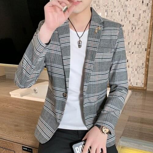 Suit mens single Western and Korean style fashion slim business casual jacket youth handsome banquet interview suit jacket
