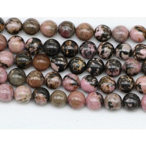 1strand/lot Natural Stone Black Lace Rhodonite Round Loose Beads 4|/6/8/10/12MM Diy Charm Beads For Jewelry Making Accessories