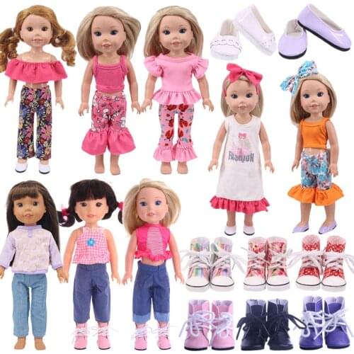 Doll Shirt Jeans Pants Boots For 14.5 inch Wellie Wishers Camille Ashlyn Kendall Emerson 38-40Cm Nancy American Doll Generation