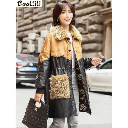 Boollili Real Leather Jacket Winter Coat Women Clothes 2020 Duck Down Coat Lamb Fur Collar Genuine Sheepskin Coat