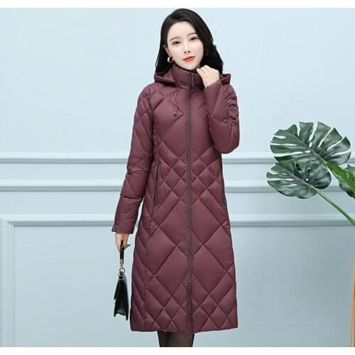 Middle-aged Mother Hooded Winter Jacket 2021 Warm Thick Parkas Female Cotton Detachable Long Coat Windproof Women Snow Outwear