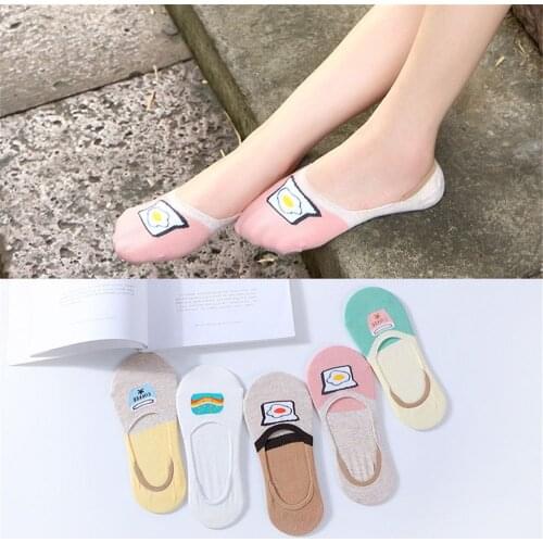 Classic Cartoon Women Ankle Breathable Low Sock Seamless Invisible Socks Slippers Female Cotton Colored Cheap Boat Short Socks