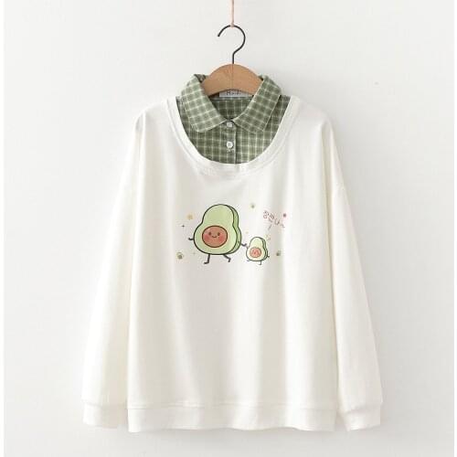 2020 New Autumn Cartoon Sweatshirts Women Casual Chic All-match Korean Loose Drop Shoulder Printed Patchwork Hoodies for Student