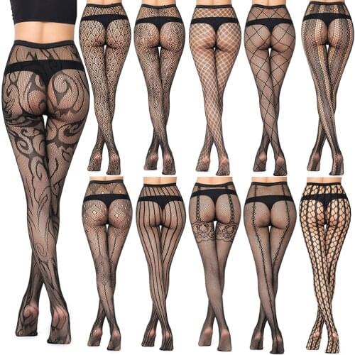 New Arrival Black Plaid Women Pantyhose Sexy Solid Large Mesh Tight Pattern For Girls Fishnet Stockings Plus Size