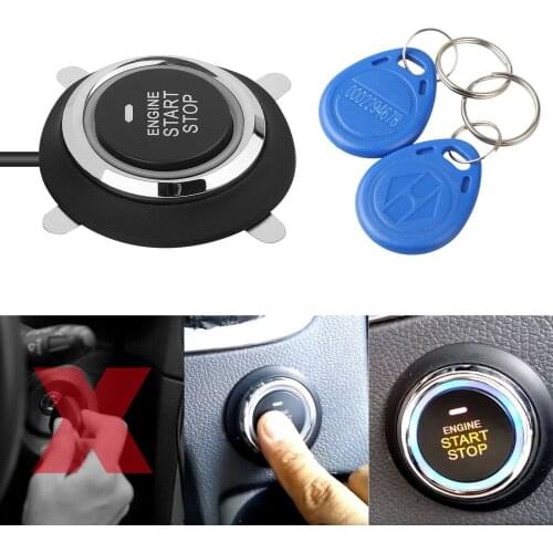 New Auto Ignition Switch 12V RFID Push Start Button Car Entry Engine Start Keyless Start Stop Button Keyless Entry Starter Kit 9