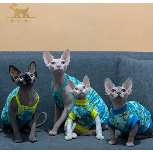 Sphynx Cat Clothes, Breathable Cat Wear Clothes Vest Shirts for Sphynx, Cornish Rex, Devon Rex, Peterbald