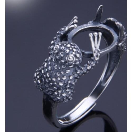 9*11mm 925 STERLING SILVER men women Semi Mount Bases Blanks base blank Pad ring Setting cute frog jewelry findings diy A1364