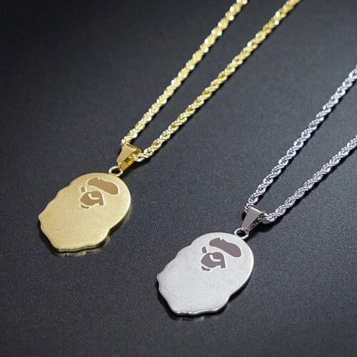 Necklace Mens Funny Card Hip Hop Pendant Long Necklace Stainless Steel Chain Fashion Gold Necklace Men Steel Jewelry The Neck